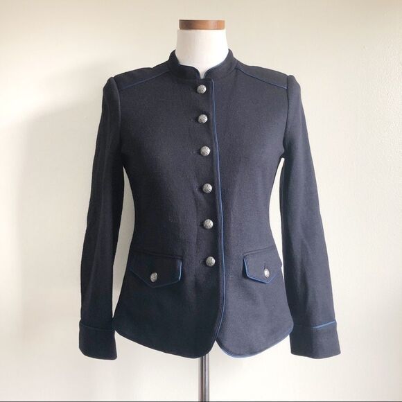 J. Crew Navy Blue Military Style button blazer - Picture 2 of 7